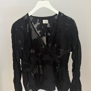 Wilfred Black Sheer Floral Blouse